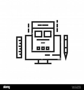 Graphic design courses black line icon. Learning basics design, creating images, studying computer programs. E-learning. Pictogram for web page Stock Vector Image & Art - Alamy