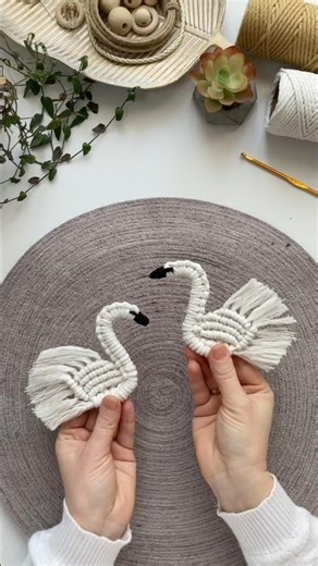 DIY Macrame Swans #macrame #diy #valentinesday