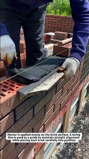 Brick Laying Process | Precision Mortar & String Line Technique