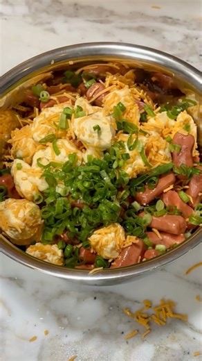 This easy casserole is so good: mini hot dog cheesy biscuit bake