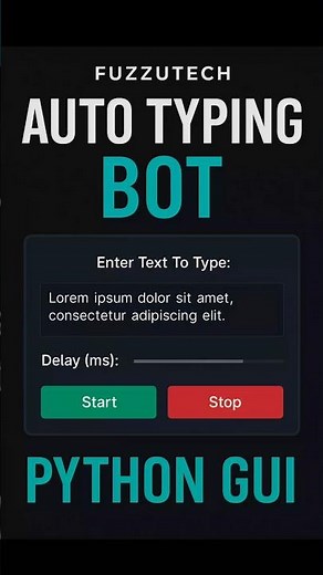 ⚡ This Python Auto Typer Bot types text like a hacker! Full GUI & Speed Control – Watch till end 😱