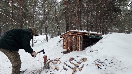 11K views · 204 reactions | Building a winter house from logs for survival in the winter forest === Full Video Comment  | Bushcraft Construction Technology | Facebook