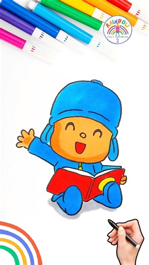 Pocoyó Drawing | How to Draw Pocoyo Reading Book Drawing 🌈📚 #pocoyo #drawing #book #viral