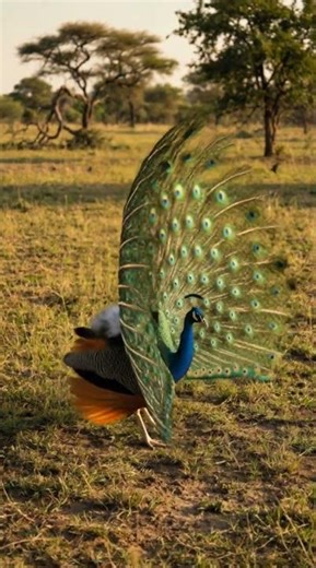 Peacock Spreads Its Stunning Feathers in the Wild 🦚✨ | Nature's Most Beautiful Display #Shorts