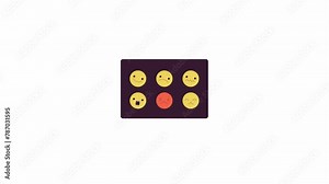 Feelings visualization with emojis line 2D objects animation. Facial expression in chat flat color cartoon 4K video, alpha channel. Emotions in messages animated items on white background Stock Video