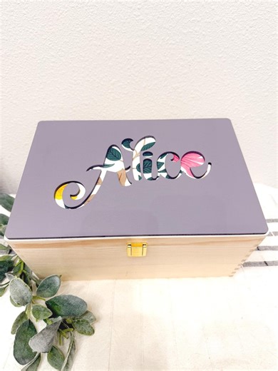 Personalized Wooden Keepsake Box for Baby Girl, Custom Name Memory Box, Newborn Gift, Baby Shower, Baptism Christening Keepsake - Etsy