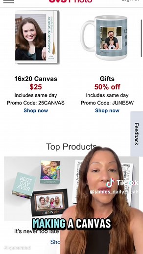 📸 CVS PHOTO DEALS ARE BACK! 🎉 Need a last-minute gift or want to print your favorite memories? 📷 🖼️ 11x14 Poster — Only $4 🖼️ 16x20 Poster — Only $7 🎨 16x20 Canvas — Just $25 #TikTokCreatorSearchInsightsIncentive #cvsposter #cvspartner #jamiesdailydeals
