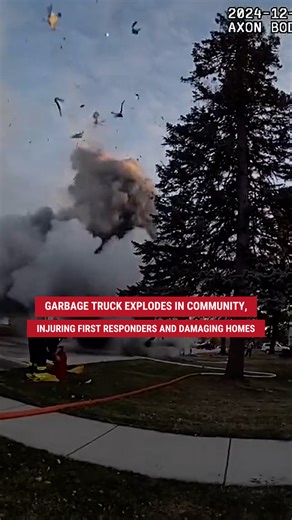684K views · 4.7K reactions | RAINING GARBAGE: Truck carrying loads of garbage catches on fire, then suddenly explodes in the middle of residential community. Multiple first responders at the scene were treated for injuries, while several properties were damaged as debris fell from the sky. | Fox News | Facebook