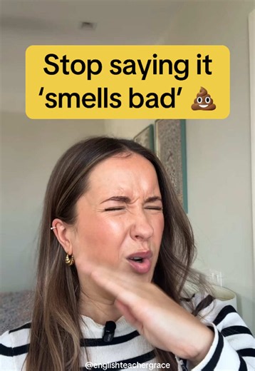 7 ways British people say something ‘smells bad’ 😂🇬🇧 ⚠️ These are all informal phrases that you'd use in casual conversations! 👃A bit whiffy (slang) = smells slightly bad 👃 A bit pongy (slang) = smells slightly bad 👃 That stinks = smells really bad 👃 That honks (slang) = smells really bad 👃 That reeks = smells really bad 👃 That smells rank (slang) = smells totally disgusting How do you say it? 😂 #learnenglish #britishenglish #britishslang #englishphrases #dailyenglish Daily English Fun