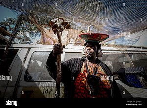 Nairobi, Kenya. 10th Jan, 2022. An artist dressed in a post-apocalyptic costume poses during film production for a music video. Artists from Kibera dressed up in post-apocalyptic costumes to shoot a music video focusing on finding solutions to the post-consumer textile wastes directed by Stephen Okoth, a local filmmaker from Kibera, Nairobi. (Credit Image: © Donwilson Odhiambo/SOPA Images via ZUMA Press Wire Stock Photo - Alamy