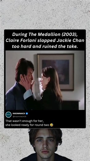 During The Medallion (2003), Claire Forlani slapped Jackie Chan too hard and ruined the take