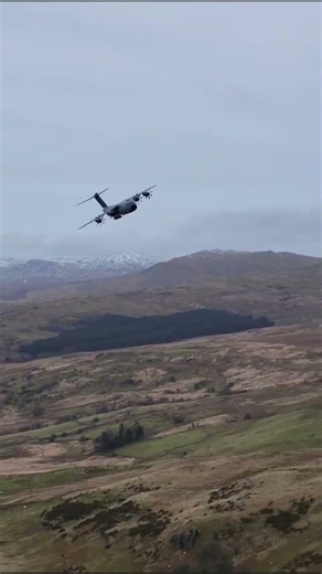 Very rare Airbus A400 2 ship through the mach loop #machloop #raf #aviation #mountains #flying