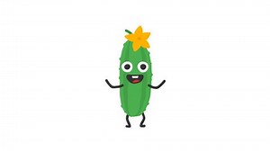 Cucumber funny character dances and smiles. Loop animation. Alpha channel.