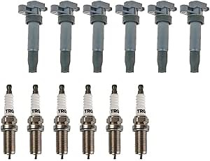 TRQ Ignition Coil and Iridium Spark Plug Kit 12 Piece Compatible with 2006-2008 Hyundai Azera 2007-2009 Santa Fe 2006-2010 Sonata 2007-2012 Veracruz 2006-2008 Kia Optima 2006-2009 Sedona V6 3.3L