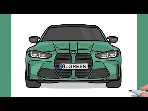 How to draw a BMW M4 G82 Front View easy / drawing bmw m3 4 series competition car