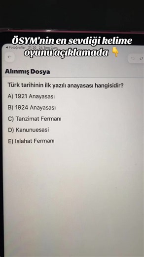 Türk tarihinin ilk yazılı anayasası hangisidir?