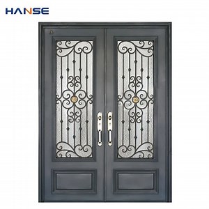 [Hot Item] Modern Front Entry Doors Exterior Metal Steel Security Doors Villa Main Wrought Iron Exterior Door Design