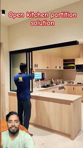 Stylish Open Kitchen Partition Using Fluted Glass
