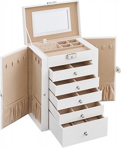Wonderful Mirror Drawers Jewelry Boxes, White, 6.84 lbs - Walmart.com