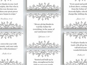30 Gratitude Bible Verse Cards: Minimalist Scripture, Daily Devotion (digital Prints)