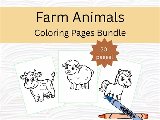 Farm Animal Coloring Book for Toddlers | 20 Printable Pages (PDF Download) - Etsy