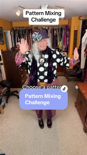 The black and white polka dot sweater helped me pull the outfit together! I added a zebra print flower and black and white striped socks to carry the theme from head to toe I chose contrasting colors here if you feel daunted by pattern mixing Work within one color family try choosing one focal graphic or large pattern Pair it with smaller stripes or dots, a subtle plaid or houndstooth Or use a graphic tee to hint at pattern while also offering a solid base What’s hard for you about pattern mixin