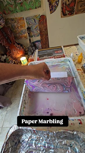 1.3K views · 108 reactions | After the initial paper Water Marbling, there's always enough paint left over for a beautiful second print . Link in comments to my YouTube tutorial. . . . . #jacquardproducts #brisbaneartist #workshopsbrisbane #paperlove #papercrafting #patterndesign | Raynbow Crow Studios | Facebook