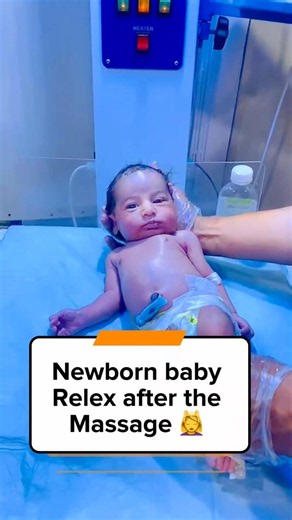 Newborn baby relex after the massage