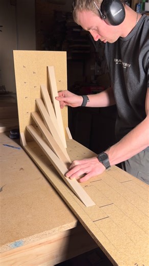 Indigo Hunter Chesnutt-Perry on Instagram: "This is how I made 70 uniquely angled strips for a 22’ wall of sculptural built in shelving. I have been working on this project for over a month now, and am less than a week out from completion! I can’t wait to see the final result. Big thanks to @rockler_woodworking for sending me this miter gauge. It was a HUGE help in this phase of the build. Tools and materials are on my Amazon page in my bio! ▫️ ▫️ ▫️ ▫️ #fyp #asmr #woodworking #design#architectu
