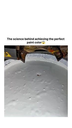 Heart___spire on Instagram: "This 40-second clip highlights the automated color-matching process used in modern paint manufacturing, where precise amounts of liquid pigments are injected into a base paint to achieve an exact shade. Each nozzle is computer-controlled, dispensing microscopic doses to ensure the final color matches digital specifications down to the smallest variation. The system continuously stirs and blends the mixture, allowing pigments to disperse evenly and prevent streaks or