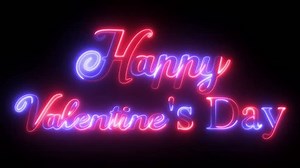 Neon text happy valentines day background. Suitable for valentine's day greeting card. Romantic valentine's day background animation. 4k video text animated.