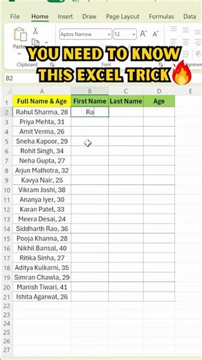 Excel Flash Fill Trick - CTRL+E | Excel Shortcuts #exceltutorial #tutorialexcel #exceltraining