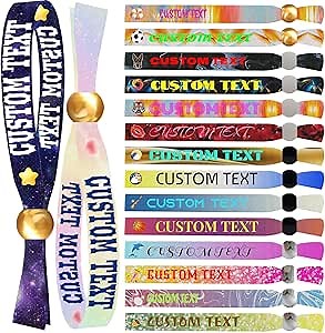 Custom Fabric Wristbands, Customized Personalized Text and Logo, Party Custom Wristbands for Events, from 5 to 1000 Pcs