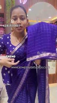 Premium Viscose Georgette ZARI CHEX Sarees \nRs.999/- \n\nWebsite \nwww.sowjanyastud