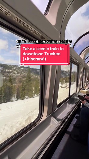 Hop on Amtrak’s California Zephyr for a scenic train ride to Truckee! 🚞 Here are a few tips to enjoy this fun and relaxing adventure through the mountains. The train boards in Emeryville, Davis, Sacramento, Roseville, and Colfax toward the Eastern Sierra (it also runs west from dozens of cities across the country.) Along the way, you’ll see snow-covered mountains (in the winter and spring months), tons of trees, Donner Lake, and more. 🌲 Once you arrive in Truckee, here are some fun (and 100% c