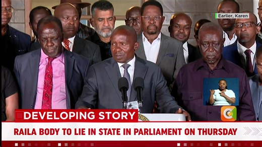 Raila Odinga’s burial to be held on Sunday at his Opoda Farm home in Bondo. A State Funeral Committee, chaired by DP Kindiki and co-chaired by Oburu Oginga, the late Odinga’s brother, announced that the burial will be preceded by a public viewing at Parliament Buildings on Thursday, followed by a state funeral service at Nyayo Stadium on Friday. #JKLive | Citizen TV Kenya