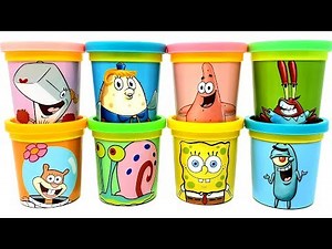 8 SpongeBob SquarePants Characters Toys with Play-Doh Can Heads Learn Colors