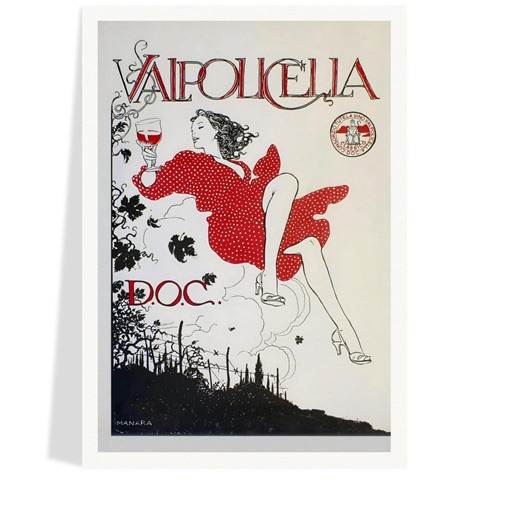 Vintage Valpolicella Wine Poster Print - 1970s Milo Manara Artwork, Italian Red Wine Art for Retro Kitchen & Bar Wall Decor, Free Shipping - Etsy