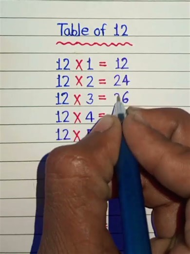 table of 12 #tableof12 #tabletrick #mathsab70
