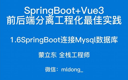 1.6SpringBoot+Vue3最佳实践SpringBoot连接Mysql数据库
