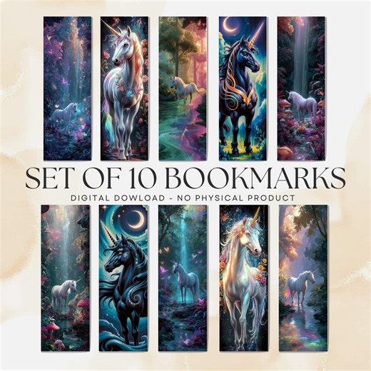 Unicorn Bookmarks V4 Printable DIY Gift for Book Lovers (PNG and PDF Download)