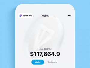 Telegram Wallet mobile app design 3D animation