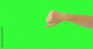 Isolated Woman Hand Showing Thumbs Down, No-like, Dislike or Negative Sign Symbol. Green Screen Compositing. Pack of Gestures Movements on Keyed Chroma Key Background. Body Language.