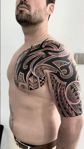 🖤 Tribal Cover-Up Shoulder & Chest Tattoo Transformation | Blackwork Redesign