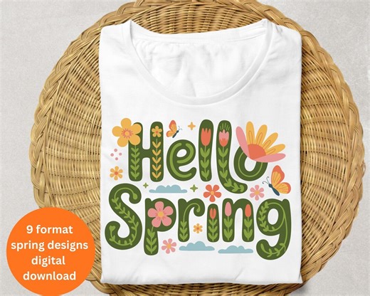 9 Spring SVG Bundle, Hello Spring Designs, Floral Quotes, Cricut Cut Files, Easter SVG, DIY Wall Art, Digital Download for Crafters - Etsy