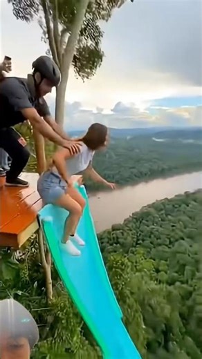 Jungle slide into a massive water jump 🔥 #shorts #extreme #challenge