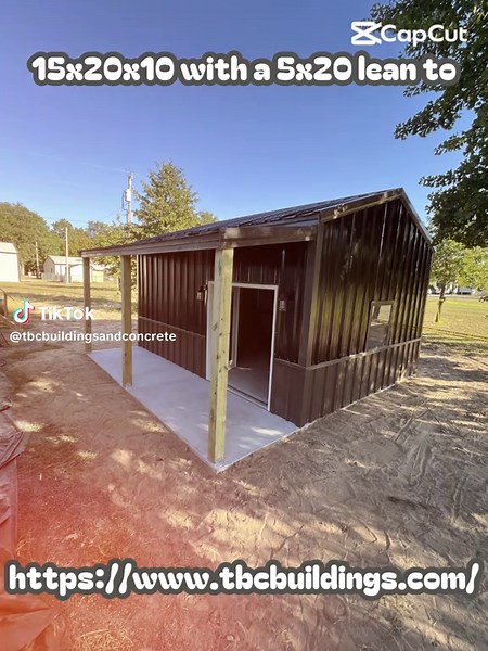 15x20x10 with a 5x20 lean to #tbcbuildingsandconcrete #buildinginoklahoma #woodframe #fypシ #fyp #postframe #polebarn