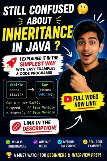 Inheritance in Java Made SUPER Easy 🔥 #java #coding #short