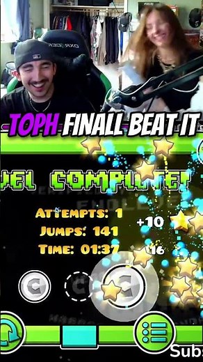 Toph Beats a NEW HARDEST! (First Extreme!) 🤩 #geometrydash #awezchaitrend