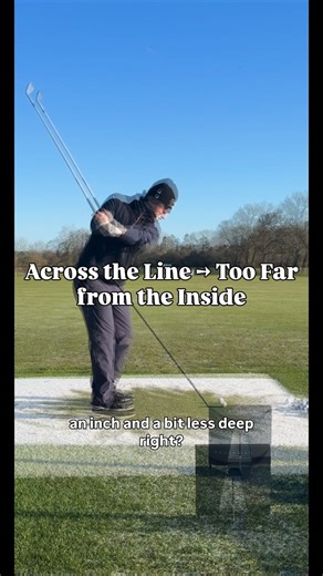 Alex Clapp Golf Coach on Instagram: "Across the line → too far from the inside at P6. Another great visual with the overlay feature on @skillestapp In this pattern the hands work too deep to P3, the club goes across the line at the top, and then drops excessively from the inside at P6 — which forces: 👉 lots of face rotation through the ball 👉 “a flip-style release” 👉 timing-dependent club delivery 👉 inconsistent curvature and strike To clean this up we used a stick on the shaft plane as a co
